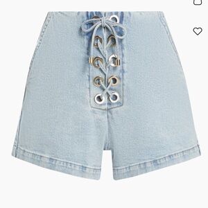 Generation Love Light Blue Lace-Up High Waist Shorts